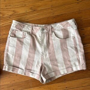 Striped Pink and White Women's Shorts